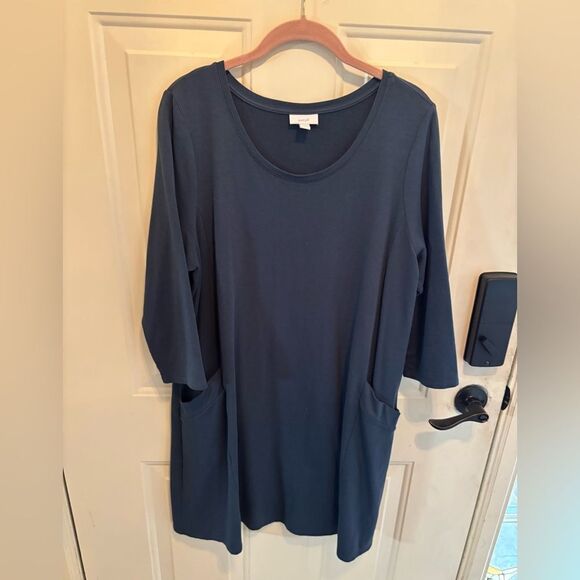 J Jill  Pure Jill Dark Blue Extra Soft Dress with Pockets size L - Picture 3 of 5